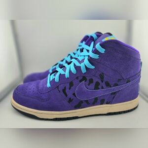 Purple High-Top Sneakers with Blue Laces